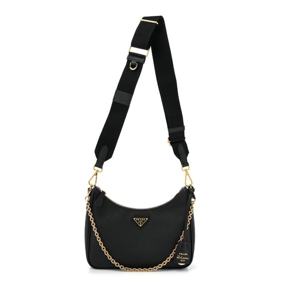 Prada Saffiano Lux Re-Edition 2005 Shoulder Bag Black - Picture 1 of 8